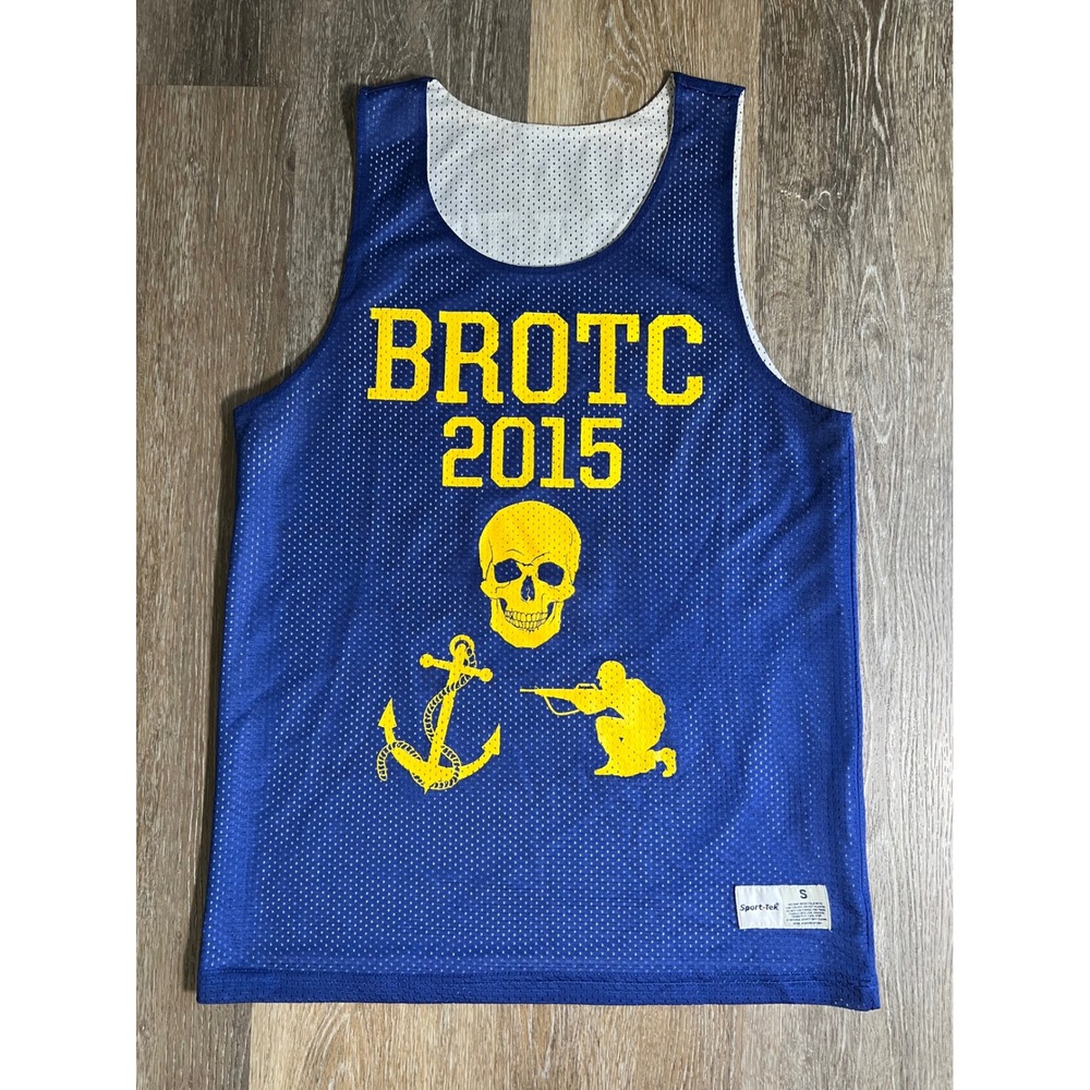 Sport-Tek Tank Top Mens Small Blue BROTC 2015 Reversible Mesh Jersey Graphic